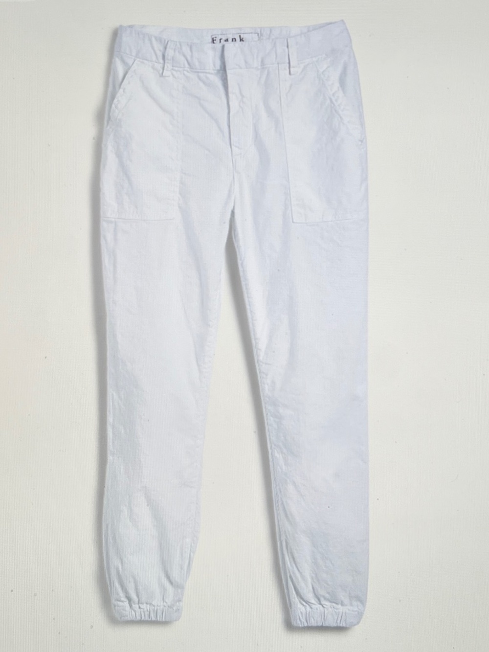 Frank & Eileen JAMESON Utility Jogger Pants Italian Linen White Size 10